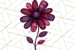 Mended Glitter Flower Clipart, Stitched Flower PNG Product Image 5