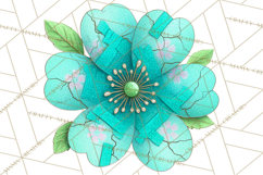 Mended Glitter Flower Clipart, Stitched Flower PNG Product Image 4