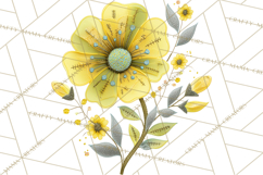 Mended Glitter Flower Clipart, Stitched Flower PNG Product Image 3