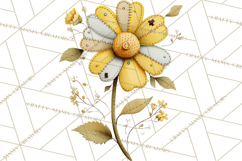 Mended Glitter Flower Clipart, Stitched Flower PNG Product Image 5