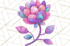 Mended Glitter Flower Clipart, Stitched Flower PNG Product Image 2