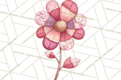 Mended Glitter Flower Clipart, Stitched Flower PNG Product Image 3