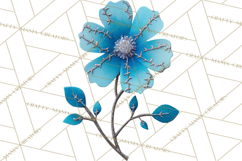 Mended Glitter Flower Clipart, Stitched Flower PNG Product Image 4