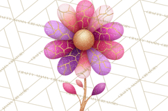 Mended Glitter Flower Clipart, Stitched Flower PNG Product Image 5