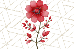 Mended Glitter Flower Clipart, Stitched Flower PNG Product Image 2