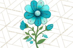 Mended Glitter Flower Clipart, Stitched Flower PNG Product Image 3