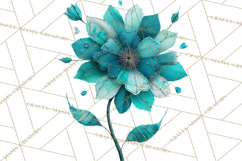 Mended Glitter Flower Clipart, Stitched Flower PNG Product Image 4