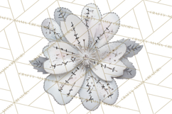 Mended Glitter Flower Clipart, Stitched Flower PNG Product Image 5