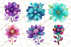 Mended Glitter Flower Clipart, Stitched Flower PNG Product Image 8