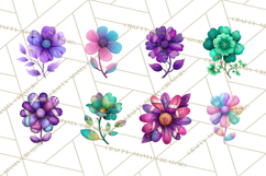 Mended Glitter Flower Clipart, Stitched Flower PNG Product Image 6