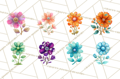 Mended Glitter Flower Clipart, Stitched Flower PNG Product Image 5