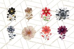 Mended Glitter Flower Clipart, Stitched Flower PNG Product Image 4
