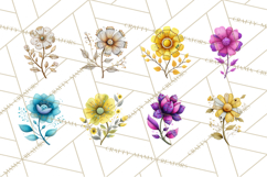 Mended Glitter Flower Clipart, Stitched Flower PNG Product Image 2