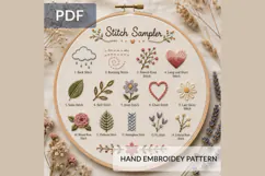 Embroidery Stitch Sampler PDF Pattern, Beginner Hand Embroid Product Image 1