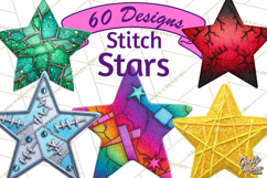 Mended Glitter Star Clipart, Stitched Star PNG, Patched Product Image 1