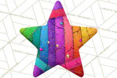 Mended Glitter Star Clipart, Stitched Star PNG, Patched Product Image 3