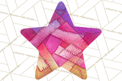 Mended Glitter Star Clipart, Stitched Star PNG, Patched Product Image 5