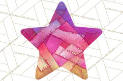 Mended Glitter Star Clipart, Stitched Star PNG, Patched Product Image 5