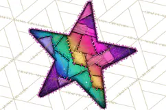 Mended Glitter Star Clipart, Stitched Star PNG, Patched Product Image 2