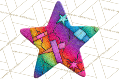 Mended Glitter Star Clipart, Stitched Star PNG, Patched Product Image 4