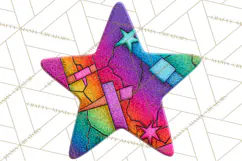 Mended Glitter Star Clipart, Stitched Star PNG, Patched Product Image 4