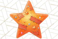 Mended Glitter Star Clipart, Stitched Star PNG, Patched Product Image 2