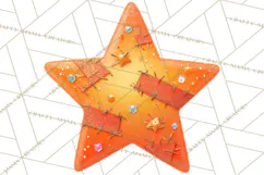Mended Glitter Star Clipart, Stitched Star PNG, Patched Product Image 2