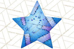 Mended Glitter Star Clipart, Stitched Star PNG, Patched Product Image 5