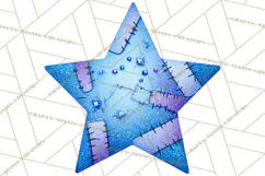 Mended Glitter Star Clipart, Stitched Star PNG, Patched Product Image 5