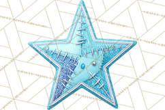 Mended Glitter Star Clipart, Stitched Star PNG, Patched Product Image 3