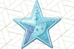 Mended Glitter Star Clipart, Stitched Star PNG, Patched Product Image 3
