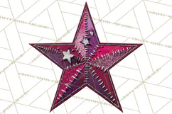 Mended Glitter Star Clipart, Stitched Star PNG, Patched Product Image 3