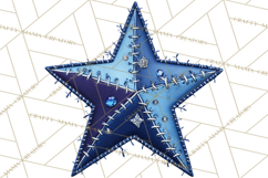 Mended Glitter Star Clipart, Stitched Star PNG, Patched Product Image 4