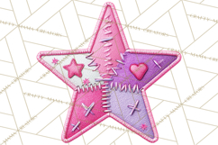 Mended Glitter Star Clipart, Stitched Star PNG, Patched Product Image 2