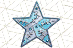Mended Glitter Star Clipart, Stitched Star PNG, Patched Product Image 4