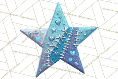 Mended Glitter Star Clipart, Stitched Star PNG, Patched Product Image 5