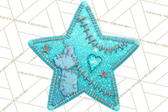 Mended Glitter Star Clipart, Stitched Star PNG, Patched Product Image 2