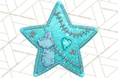 Mended Glitter Star Clipart, Stitched Star PNG, Patched Product Image 2