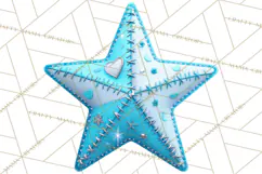 Mended Glitter Star Clipart, Stitched Star PNG, Patched Product Image 4