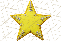 Mended Glitter Star Clipart, Stitched Star PNG, Patched Product Image 2