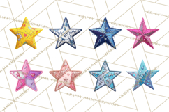 Mended Glitter Star Clipart, Stitched Star PNG, Patched Product Image 5