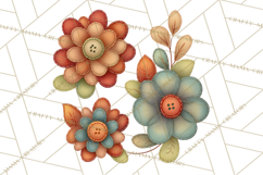 Stitched Fabric Clipart Clusters in Soft Cartoon Style Png Product Image 2