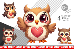 Stitched Owl Poses Clipart Product Image 1