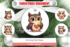 Stitched Owl Poses Ornament Product Image 1
