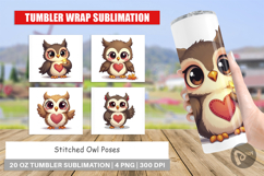 Stitched Owl Poses Tumbler Product Image 1