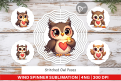 Stitched Owl Poses Wind Spinner Product Image 1