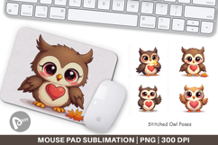 Stitched Owl Poses Mouse Pad Product Image 1