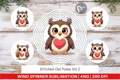 Stitched Owl Poses Wind Spinner Product Image 1