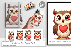 Stitched Owl Poses Digital Paper Product Image 1