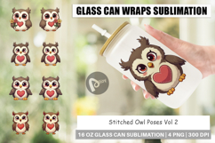 Stitched Owl Poses Glass Can Product Image 1